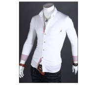 Camisa de calidad de manga larga de corte ajustado y elegante. 2 colores.